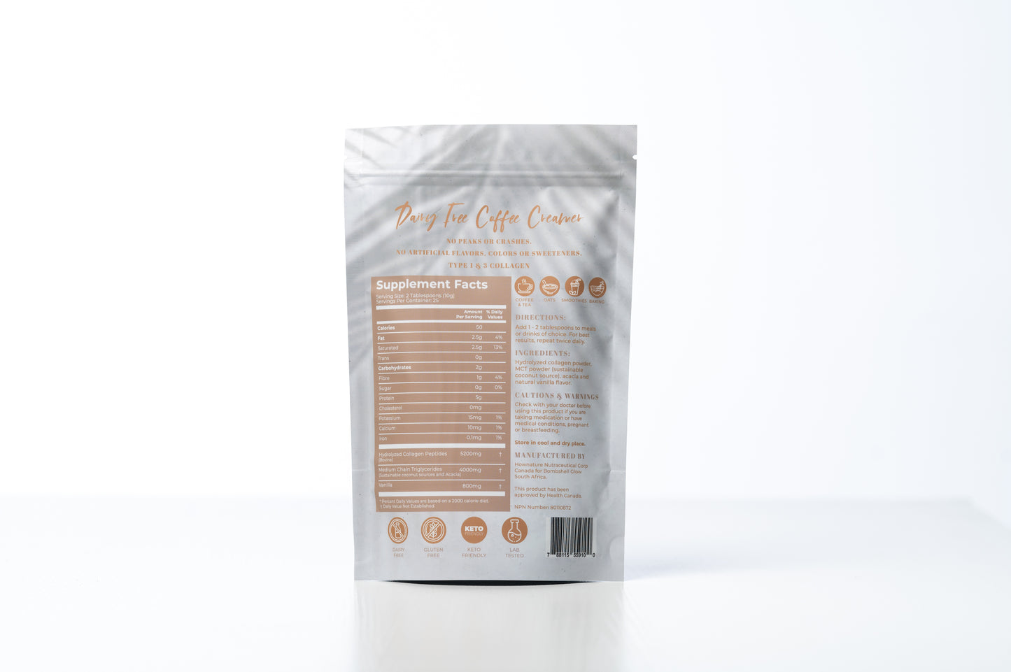 Keto Natural Vanilla Flavoured Collagen Coffee Creamer with MTC Oil & Acacia